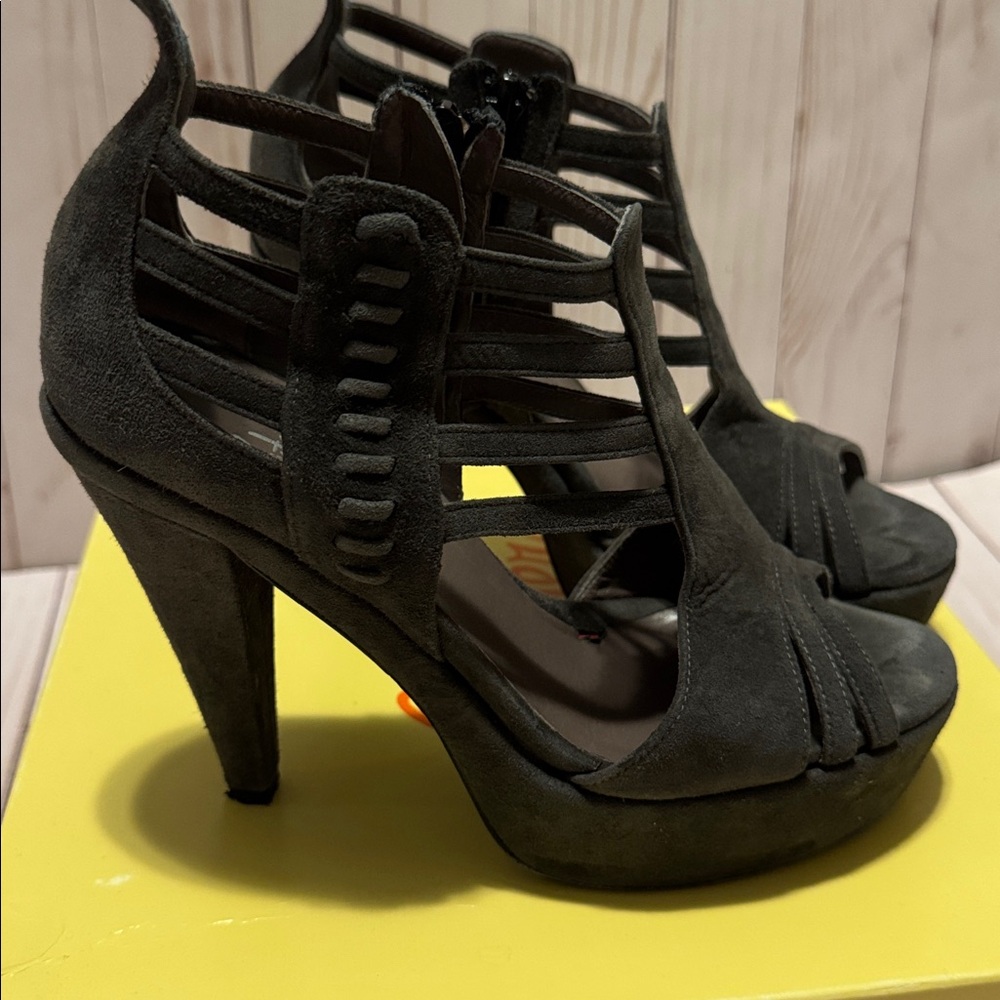 Castaner grey Women's Strappy Suede High Heel Shoes